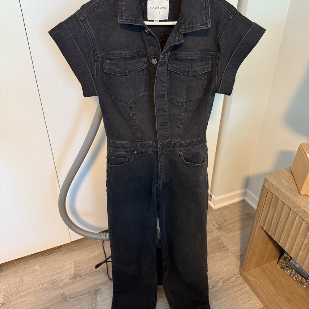 Habitual Charcoal Denim Jumpsuit